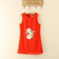 Red Wholesale adult women mom & kids cheap bulk full printing cotton fashion design flower girl dress for wholesale